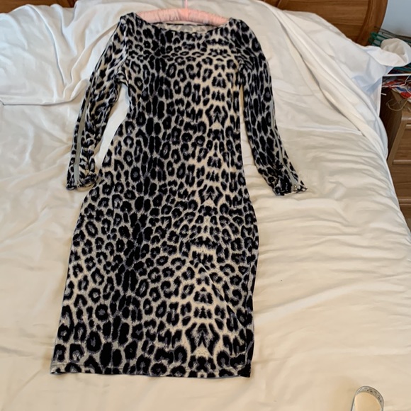 Dress, fitted, light weight for summer, long sleeves, Black White and Grey , L. - Picture 1 of 7